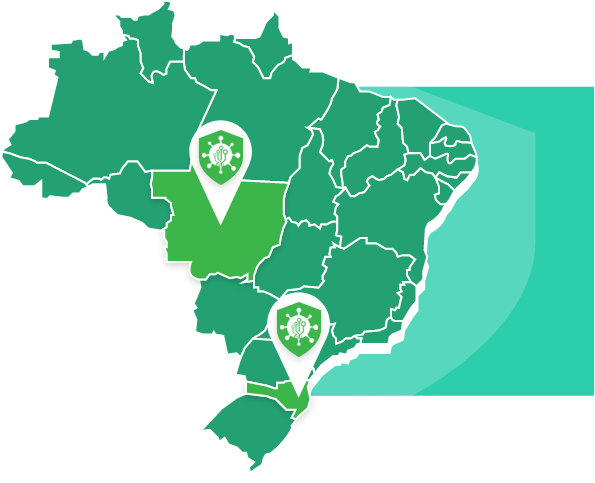Mapa do Brasil com estados que estão utilizando o Corona-dados
